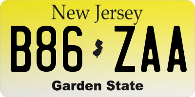 NJ license plate B86ZAA