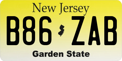 NJ license plate B86ZAB