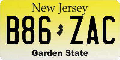 NJ license plate B86ZAC