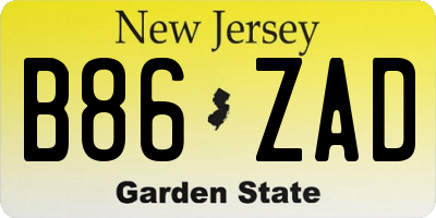 NJ license plate B86ZAD