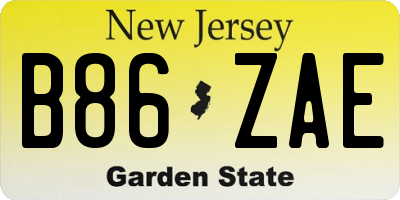 NJ license plate B86ZAE
