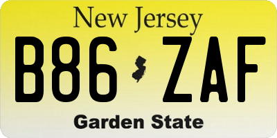 NJ license plate B86ZAF