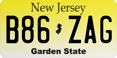 NJ license plate B86ZAG