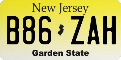 NJ license plate B86ZAH