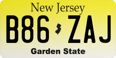 NJ license plate B86ZAJ