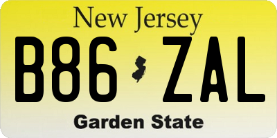 NJ license plate B86ZAL