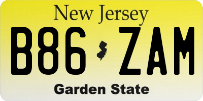 NJ license plate B86ZAM