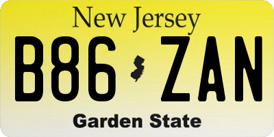NJ license plate B86ZAN