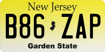 NJ license plate B86ZAP
