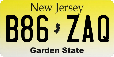 NJ license plate B86ZAQ