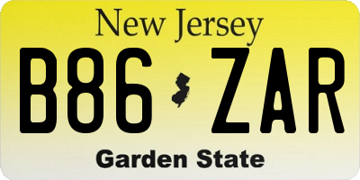 NJ license plate B86ZAR