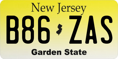NJ license plate B86ZAS