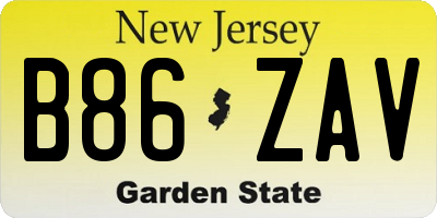 NJ license plate B86ZAV