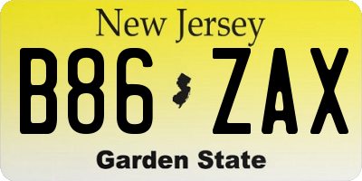 NJ license plate B86ZAX