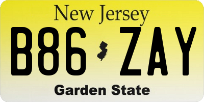 NJ license plate B86ZAY