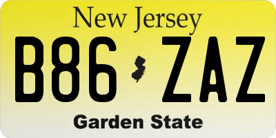 NJ license plate B86ZAZ