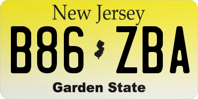 NJ license plate B86ZBA