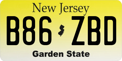 NJ license plate B86ZBD