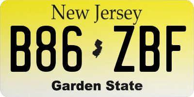 NJ license plate B86ZBF