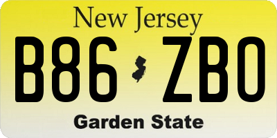 NJ license plate B86ZBO