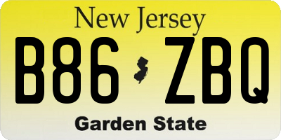 NJ license plate B86ZBQ