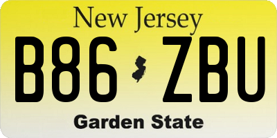 NJ license plate B86ZBU