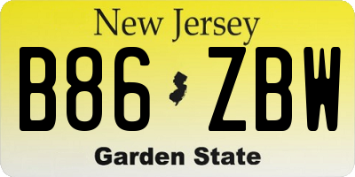 NJ license plate B86ZBW