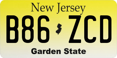 NJ license plate B86ZCD