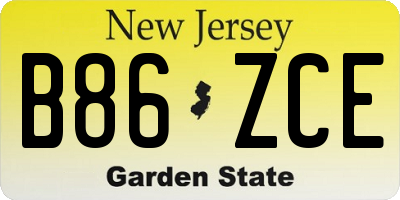 NJ license plate B86ZCE