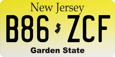 NJ license plate B86ZCF
