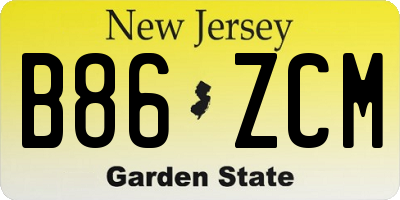 NJ license plate B86ZCM