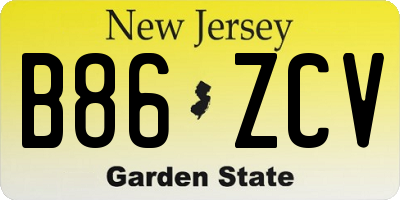 NJ license plate B86ZCV