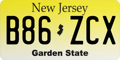 NJ license plate B86ZCX