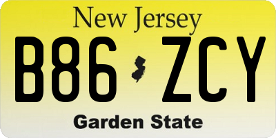 NJ license plate B86ZCY