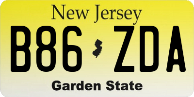 NJ license plate B86ZDA