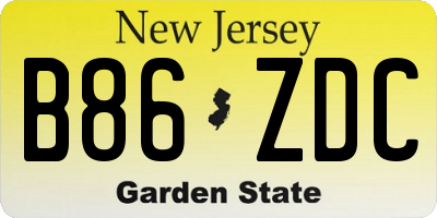 NJ license plate B86ZDC