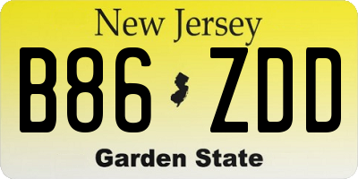 NJ license plate B86ZDD