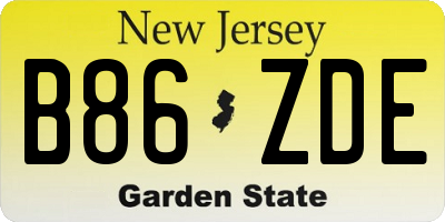 NJ license plate B86ZDE