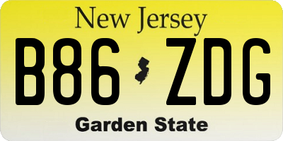 NJ license plate B86ZDG