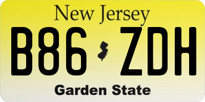 NJ license plate B86ZDH