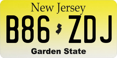 NJ license plate B86ZDJ