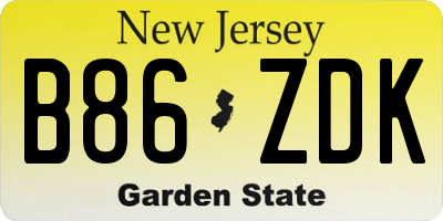 NJ license plate B86ZDK