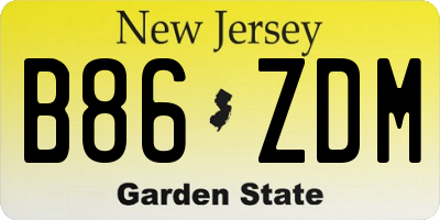NJ license plate B86ZDM