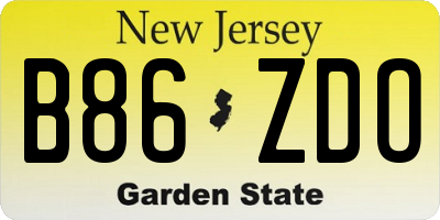 NJ license plate B86ZDO