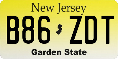 NJ license plate B86ZDT