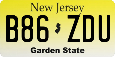 NJ license plate B86ZDU