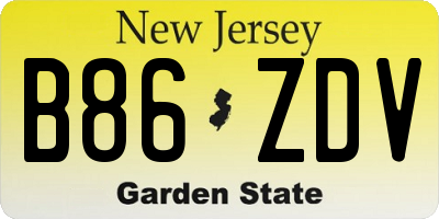 NJ license plate B86ZDV