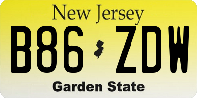 NJ license plate B86ZDW