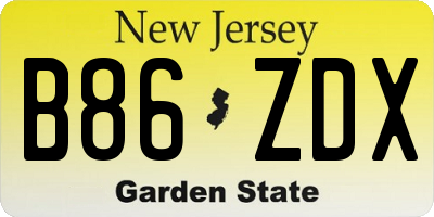 NJ license plate B86ZDX