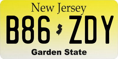 NJ license plate B86ZDY
